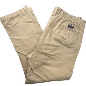 Nautica Chino Pants 100% Cotton Tan Beige Flat Front 38x30 Preppy